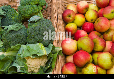 Display of organic vegetables on sale at Ludlow Food Festival Ludlow Shropshire England UK Stock Photo
