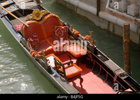 Gondola interior seating detail, Venice, Italy Stock Photo