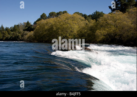 Fast moving water Huka Falls Taupo North Island New Zealand Stock Photo