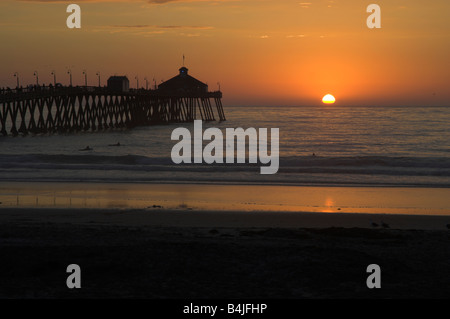 Imperial Beach Municipal Pier, San Diego County, California, USA - at sunset Stock Photo