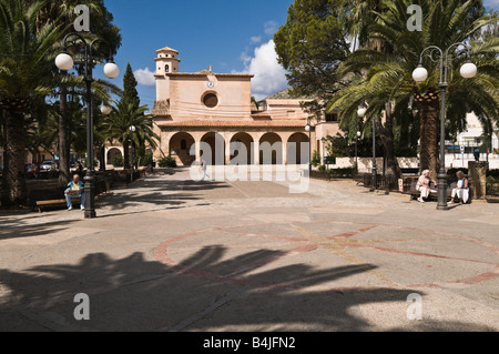 People relaxing at the Square at Port of Pollensa, Majorca, Spain. Stock Photo