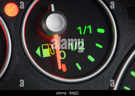 Fuel gage showing empty Stock Photo