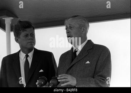 President John F Kennedy on a vist to England July 1963 with Prime Minister Harold MacMillan Stock Photo