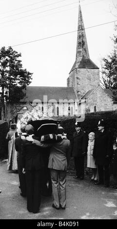 Harold Macmillan Ex Conservative Party British Prime Minister funeral procession at his home in Porstead Keynes where he was buried beside his wife Lady Dorothy Stock Photo