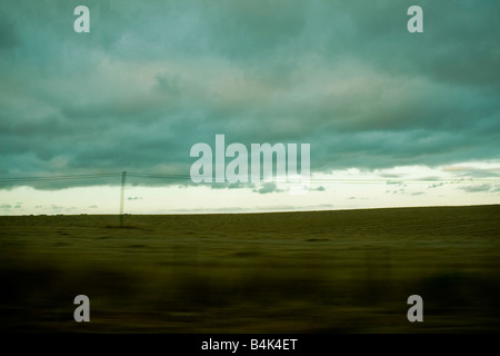 Rural Landscape seen from a moving car Stock Photo