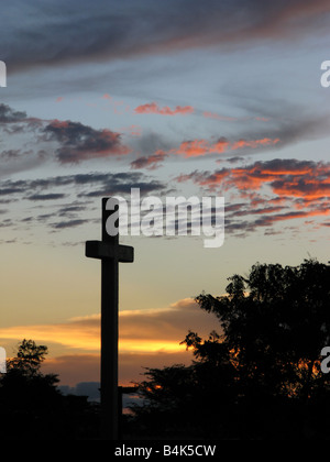Cross in sunset, religion christian, near Cristo of Jose Puerto la Cruz Venezuela Stock Photo