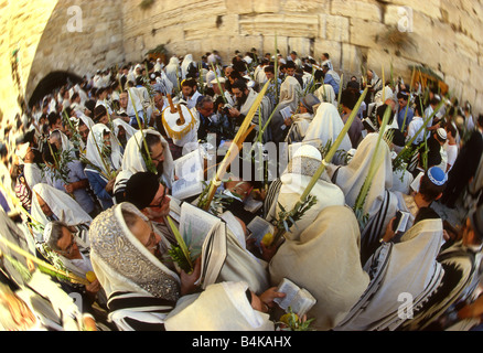 Dancing during Succot Celebrations at the Western Wall Stock Photo