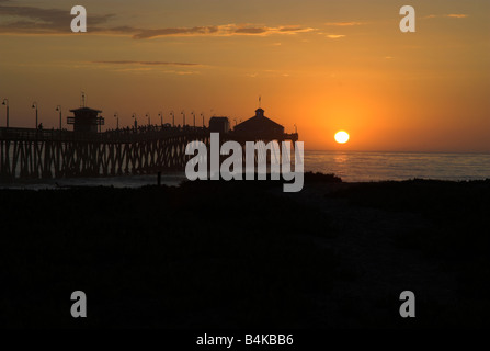 Imperial Beach Municipal Pier, San Diego County, California, USA - at sunset Stock Photo