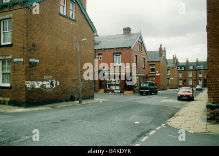 Leeds, back to back houses, view down Pearson Street, Kirkstall. Stock Photo