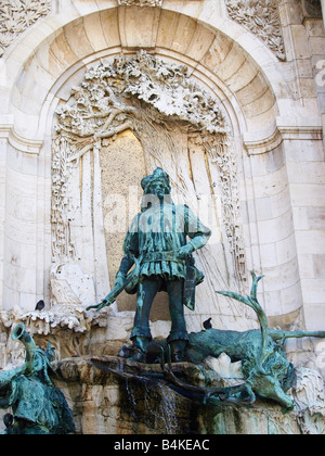 Detail Matyas kut (Matthias Fountain) Buda Castle, District I, Budapest, Hungary Stock Photo