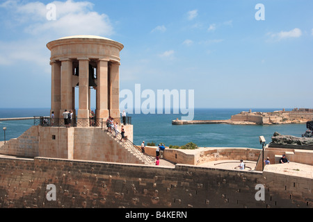 Siege Bell and World War II Monument, Grand Harbour, Malta Stock Photo