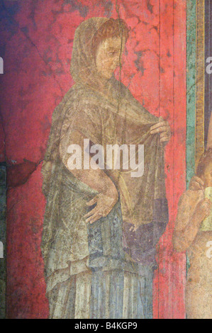 Detail of the fresco in the Villa of the Mysteries in Pompeii Stock Photo