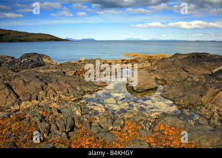 Beach rock pool, Singing sands, Arivegaig, Kentra Bay, Ardnamurchan, Highlands, Scotland, UK Stock Photo