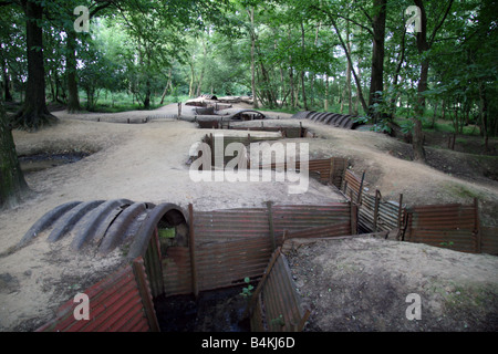 Preserved trenches at the Sanctuary Wood Museum (near Hill 62), just outside Ieper (Ypres), Belgium. Stock Photo