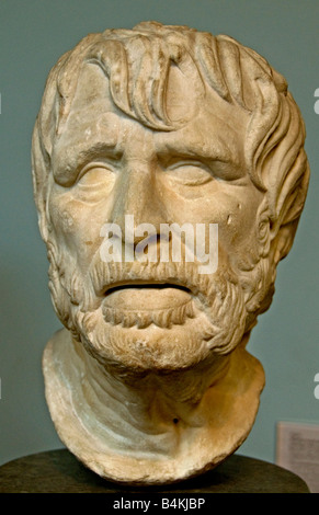 Marble terminal bust of Homer Roman copy after a lost Hellenistic original 2nd centure BC From Baiae Italy Greek Greece Stock Photo