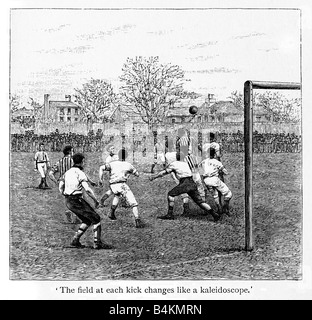 Victorian Soccer Field Changes 1887 Victorian engraving of football The field at each kick changes like a kaleidoscope Stock Photo