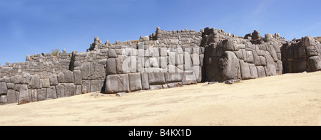 Massive stones in Inca fortress walls Sacsayhuaman Cusco Peru South America Stock Photo