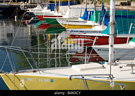 Sailboats in the lower harbor of Marquette Michigan Stock Photo