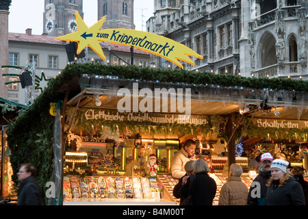 EU DE Germany Bavaria Munich Christkindlmarkt at Marienplatz and the Neues Rathaus Christmas market NO MR Stock Photo