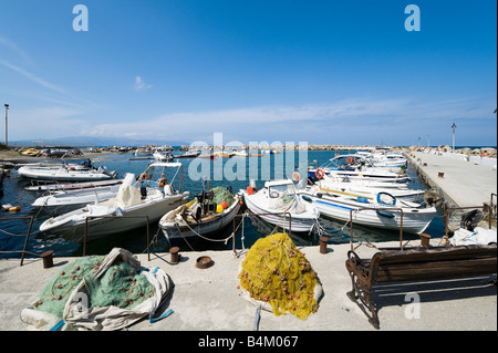 Fishing boats in the harbour at Platanias, near Chania, Crete, Greece Stock Photo