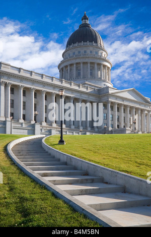 Stairway leading up o the Utah State Capitol building in Salt Lake City Utah USA seat of the state government offices Stock Photo