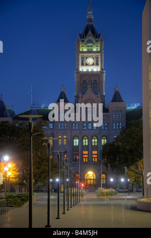 The imposing facade of the Salt Lake City and County Building from Library Square in downtown Stock Photo