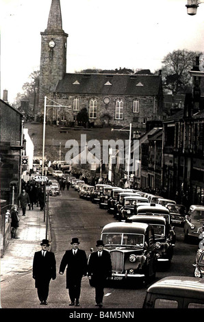 Ibrox disaster January 1971 Funerals of three young men Peter Easton 13 Douglas Morrison 14 and George Todd 14 all from Markinch Fife who all died at ibrox disaster Mirrorpix Stock Photo