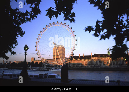 The Millenium wheel at sunset, London city, England, UK Stock Photo
