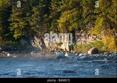 Burnt Hill Irving Fish Camp on the Southwest Mirmachi River in New Brunswick Canada Stock Photo
