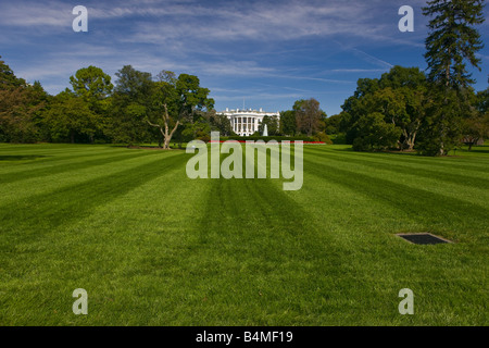 WASHINGTON, DC USA - The White House, and the south lawn. Stock Photo