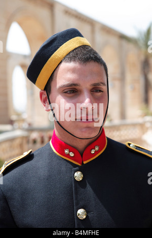 Soldier in the Malta Royal Mortar Artillery, Upper Barrakka Gardens, Valletta, Malta Stock Photo
