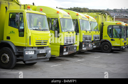 Brighton and Hove City Council dustcarts parked in the City Clean Hollingdean depot. Stock Photo