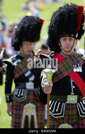 Pipe major in traditional Scottish dress, Harpenden Highland Gathering 2008 Stock Photo