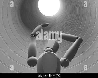 3D render of someone looking down a hole with a ladder Stock Photo - Alamy