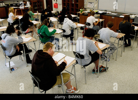 High School students taking a test Stock Photo