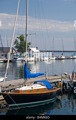 Sailboats in the lower harbor of Marquette Michigan Stock Photo