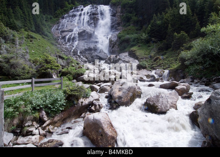 Grawa Waterfall in Stubaital Valley Tyrol Austria Stock Photo