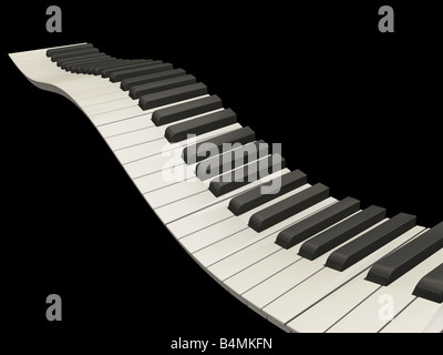 3D render of wavy piano keys Stock Photo