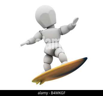 3D render of someone surfing Stock Photo
