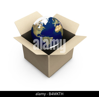 3D render of the Earth in a box Stock Photo