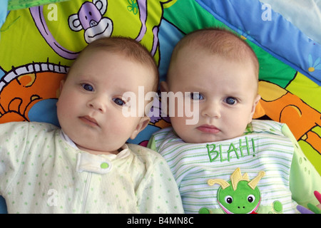 Two baby boys twin brothers Stock Photo