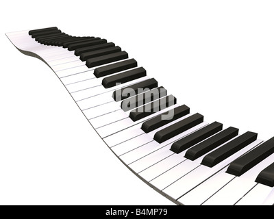 3D render of wavy piano keys Stock Photo