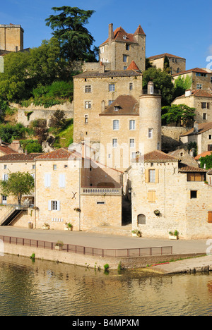 Medieval village of Puy l'Eveque on the River Lot Midi Pyrenees France Stock Photo