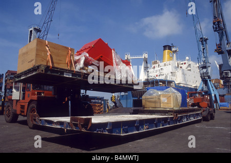 Ro-Ro Operation in the Port of Hamburg. Stock Photo