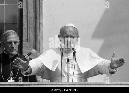 Pope John Paul II gives a blessing from a balcony during his visit to Ireland Stock Photo