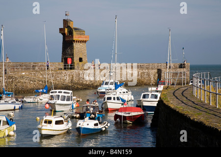 The picturesque harbour of Lynmouth Devon with the Rhenish tower on the west quay Stock Photo