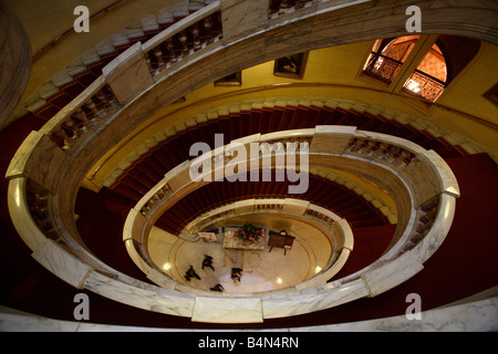 Europe's largest freestanding spiral staircase, located at The National Liberal Club, The Royal Horseguards Hotel, one Whitehall Stock Photo