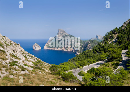 Formentor rocks and roads, Majorca, Spain Stock Photo