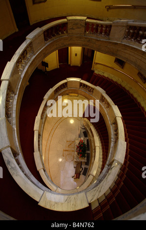 Spiral staircase at the Royal Horseguards Hotel, London. The National Liberal Club, One Whitehall Place. Stock Photo