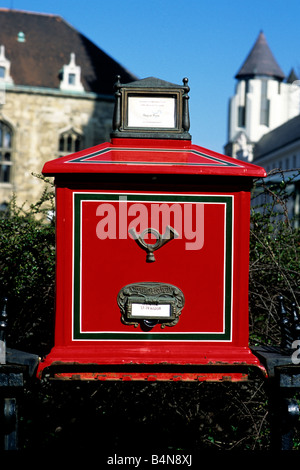 A letter box of the Hungarian Postal Service, located in Budapest, the capital of Hungary Stock Photo